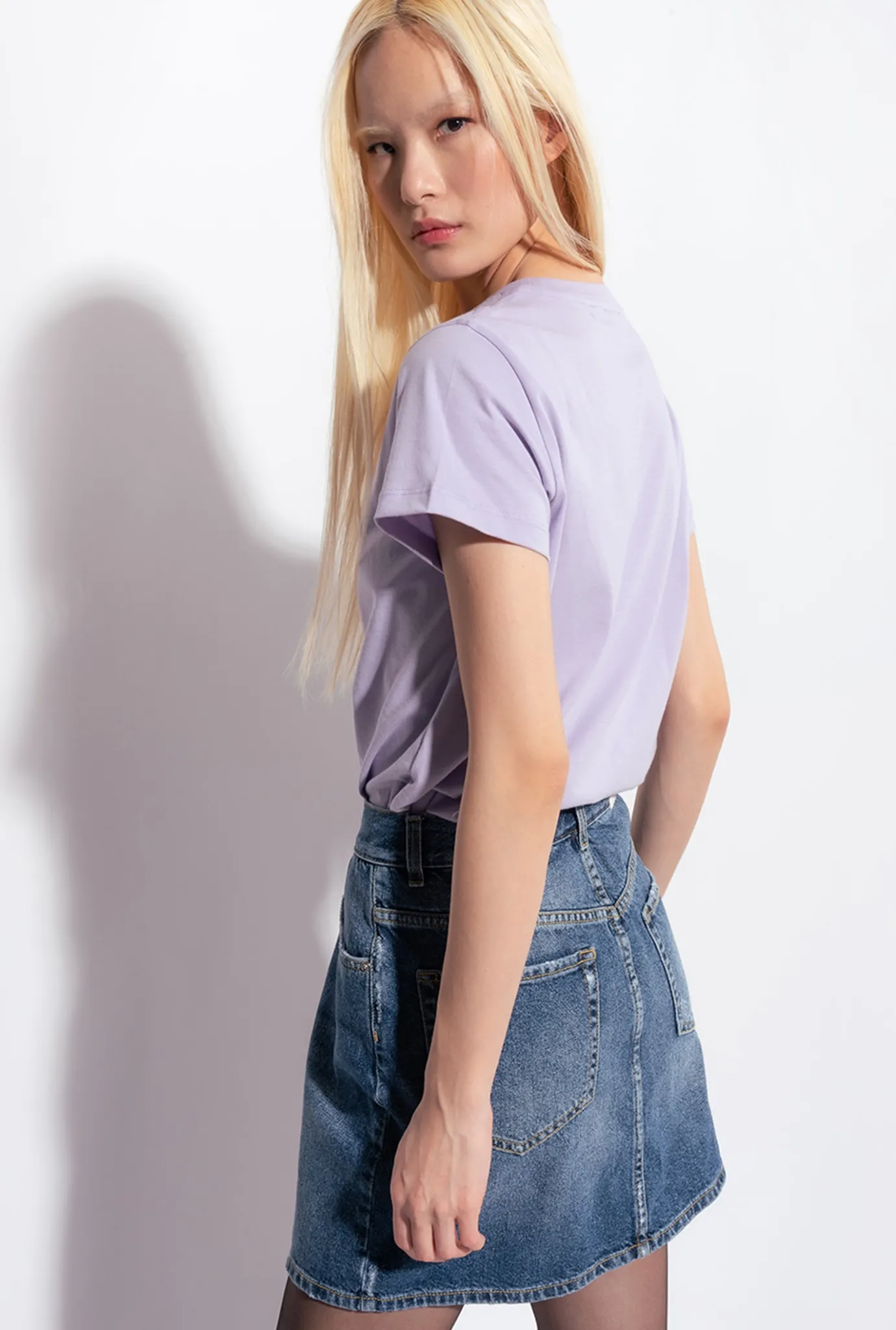 Topwear|PINKO T-Shirt A Mini Logo Lilas - Sorbet Clair