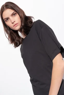 Topwear|PINKO T-Shirt Avec Lacets Au Dos Noir Limousine