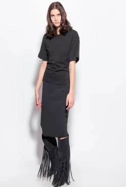 Topwear|PINKO T-Shirt Avec Lacets Au Dos Noir Limousine