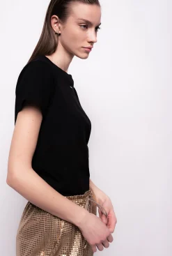 Topwear|PINKO T-Shirt Avec Petit Logo Noir Limousine