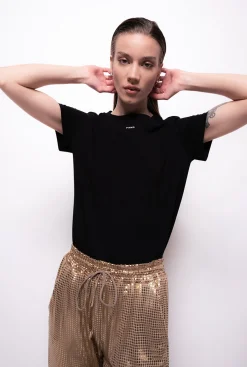 Topwear|PINKO T-Shirt Avec Petit Logo Noir Limousine
