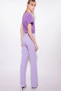 Topwear|PINKO T-Shirt Col V A Logo Lilas Lavande