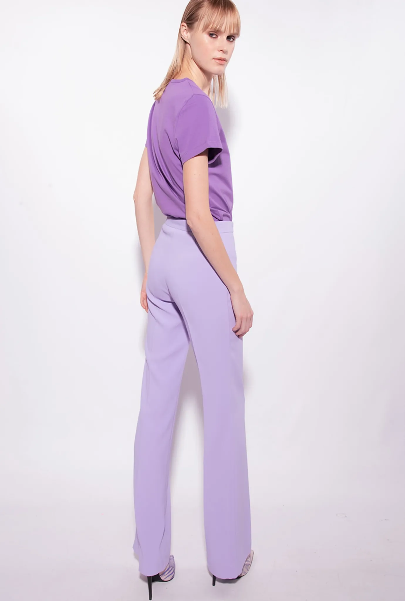 Topwear|PINKO T-Shirt Col V A Logo Lilas Lavande