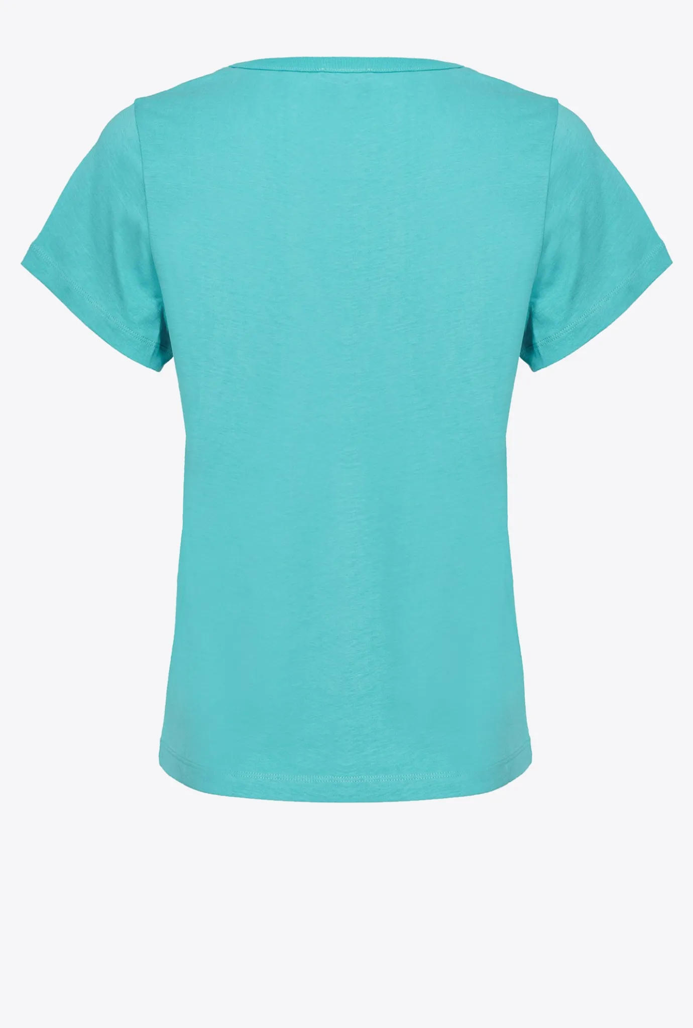 Topwear|PINKO T-Shirt Col V A Logo Bleu Ciel-Marine
