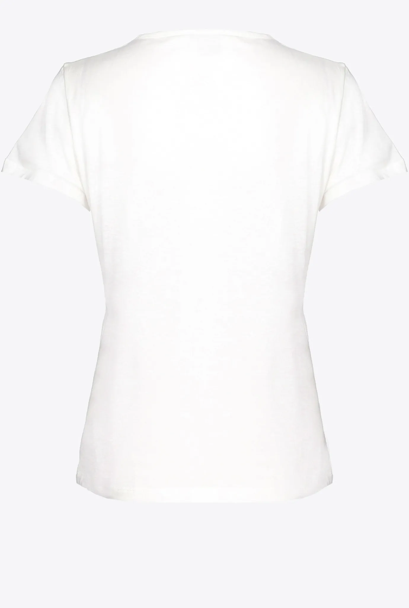 Topwear|PINKO T-Shirt Col V A Logo Blanc Soie