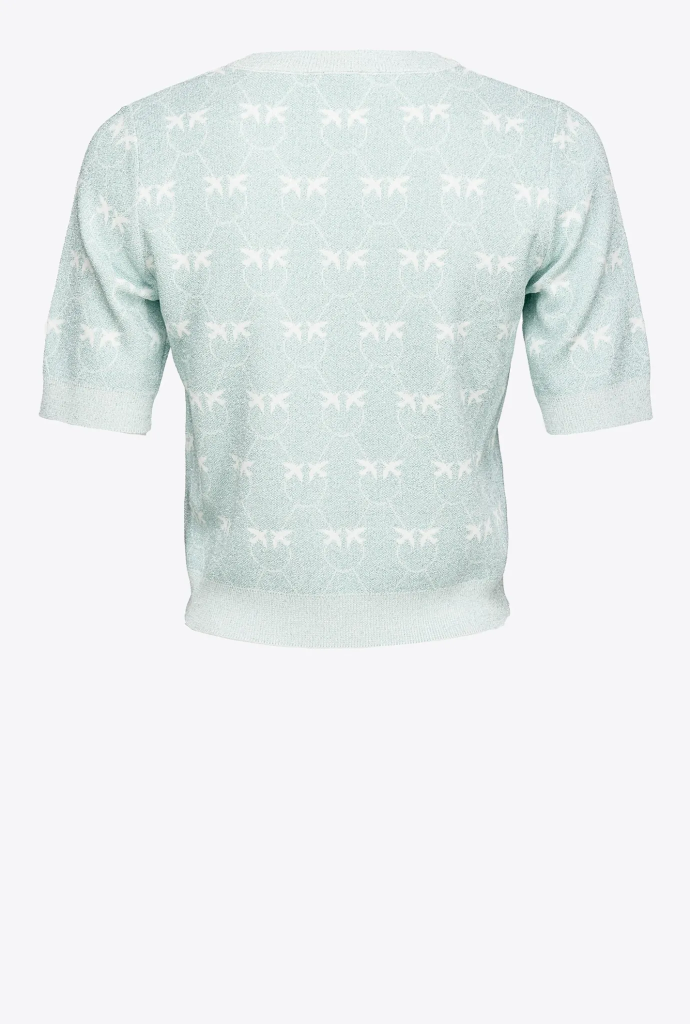 Tailleurs Et Ensembles|PINKO T-Shirt Court Monogram Lurex Aigue-Marine/Blanc