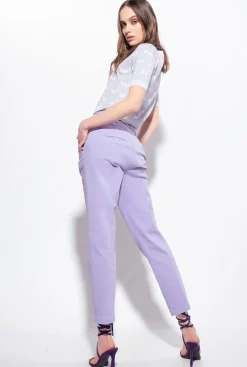 Tailleurs Et Ensembles|PINKO T-Shirt Court Monogram Lurex Lilas/Blanc