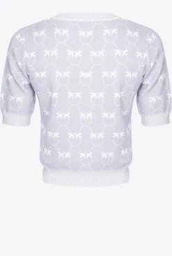 Tailleurs Et Ensembles|PINKO T-Shirt Court Monogram Lurex Lilas/Blanc