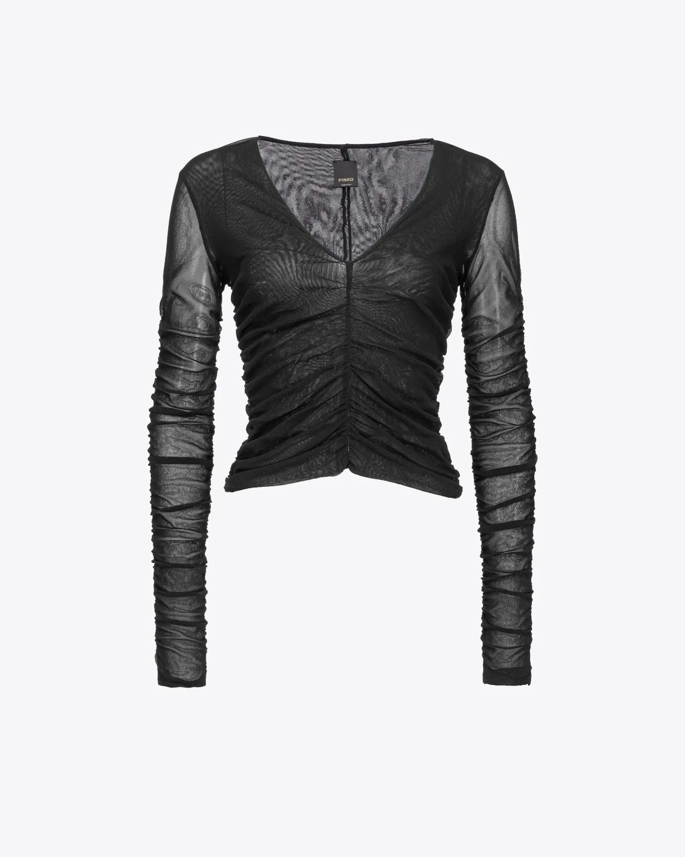 Topwear|PINKO T-Shirt En Tulle Noir Limousine