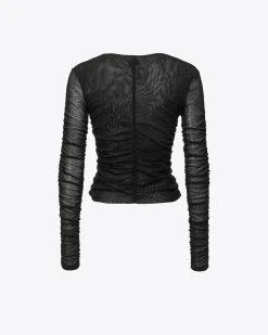 Topwear|PINKO T-Shirt En Tulle Noir Limousine