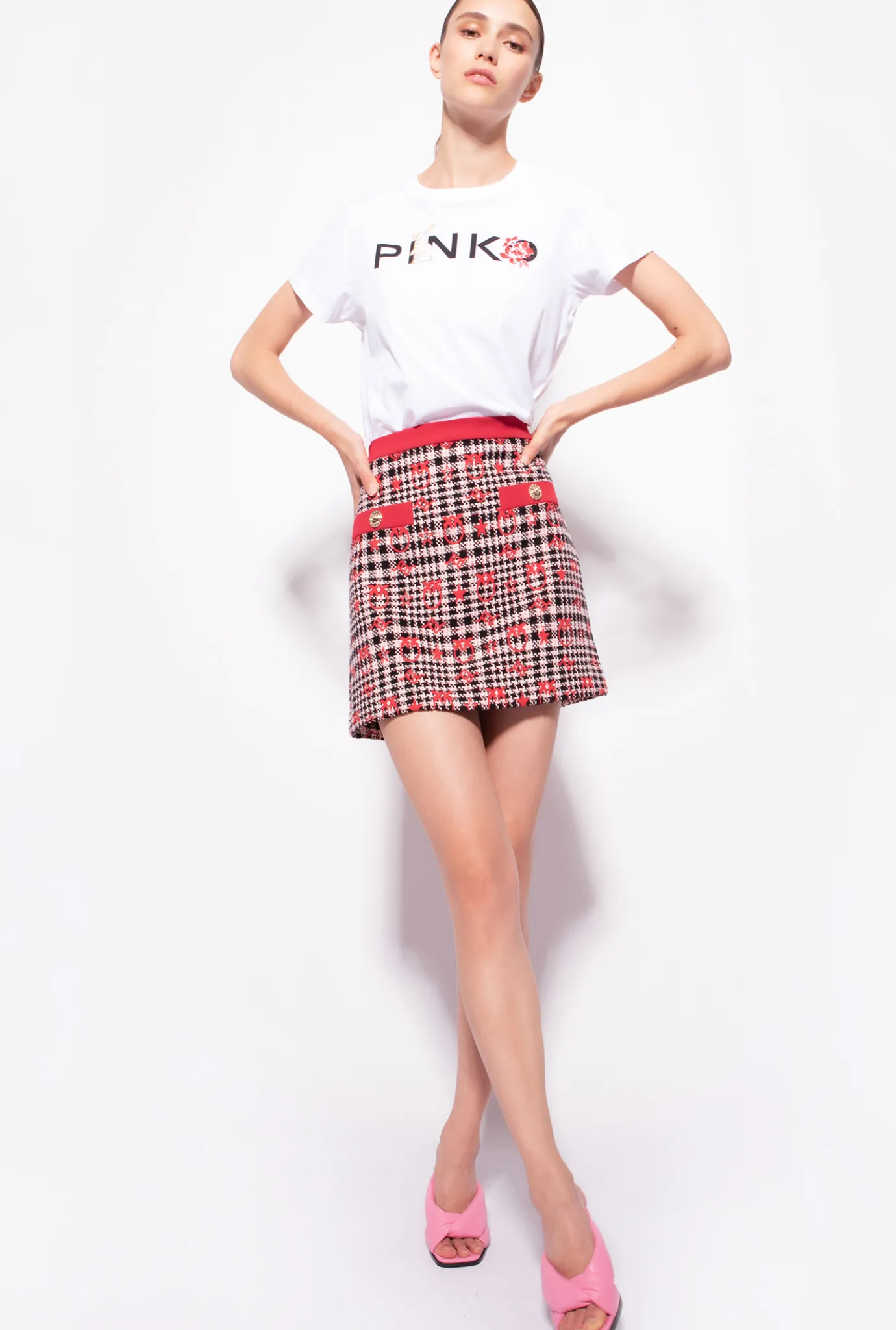 Tailleurs Et Ensembles|PINKO T-Shirt Lapin Blanc Brill.