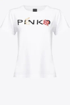Tailleurs Et Ensembles|PINKO T-Shirt Lapin Blanc Brill.