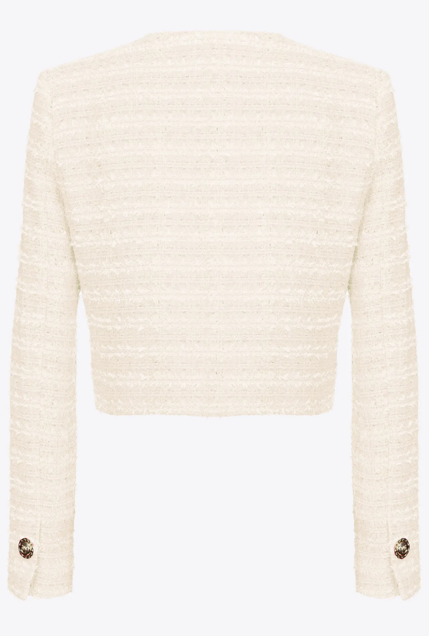 Tailleurs Et Ensembles|PINKO Veste Courte En Tweed Fantaisie Rose Fume Blanc