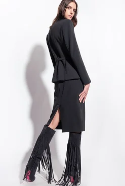 Tailleurs Et Ensembles|PINKO Veste Elegante A Fine Ceinture Noir Limousine