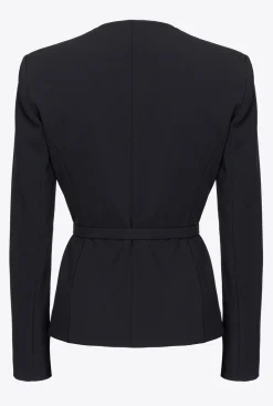 Tailleurs Et Ensembles|PINKO Veste Elegante A Fine Ceinture Noir Limousine