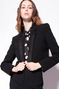 Vestes|PINKO Veste Spencer En Crepe De Polyester Noir Limousine