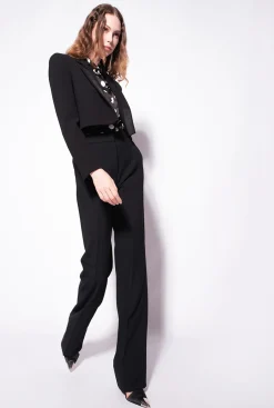 Vestes|PINKO Veste Spencer En Crepe De Polyester Noir Limousine