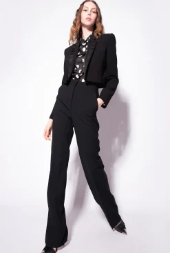 Vestes|PINKO Veste Spencer En Crepe De Polyester Noir Limousine