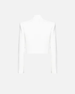 Tailleurs Et Ensembles|PINKO Veste Spencer En Crepe De Polyester Blanc Lait