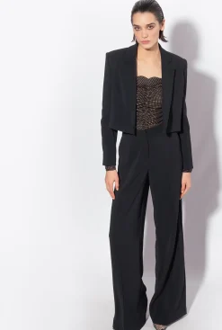 Tailleurs Et Ensembles|PINKO Veste Spencer En Crepe Stretch Noir Limousine
