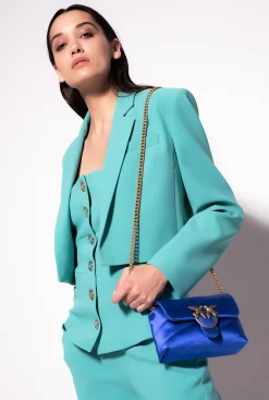 Tailleurs Et Ensembles|PINKO Veste Spencer En Crepe Stretch Bleu Ciel-Marine