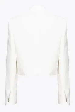 Tailleurs Et Ensembles|PINKO Veste Spencer En Viscose Et Lin Blanc Soie